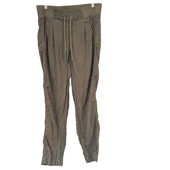 Athleta Linen Reverie Drawstring Jogger Pants, Size 2, Jasper Green Breathable - Picture 1 of 8